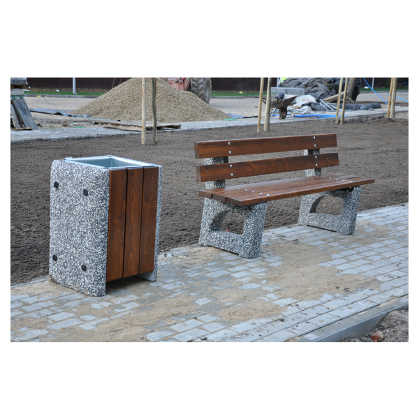 Kosz betonowo-drewniany 60l. kod: 124