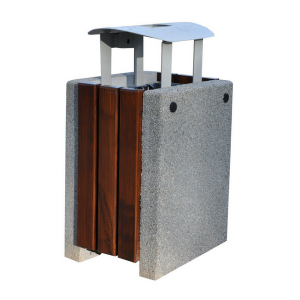 Kosz betonowo-drewniany z daszkiem 50l. kod: 152